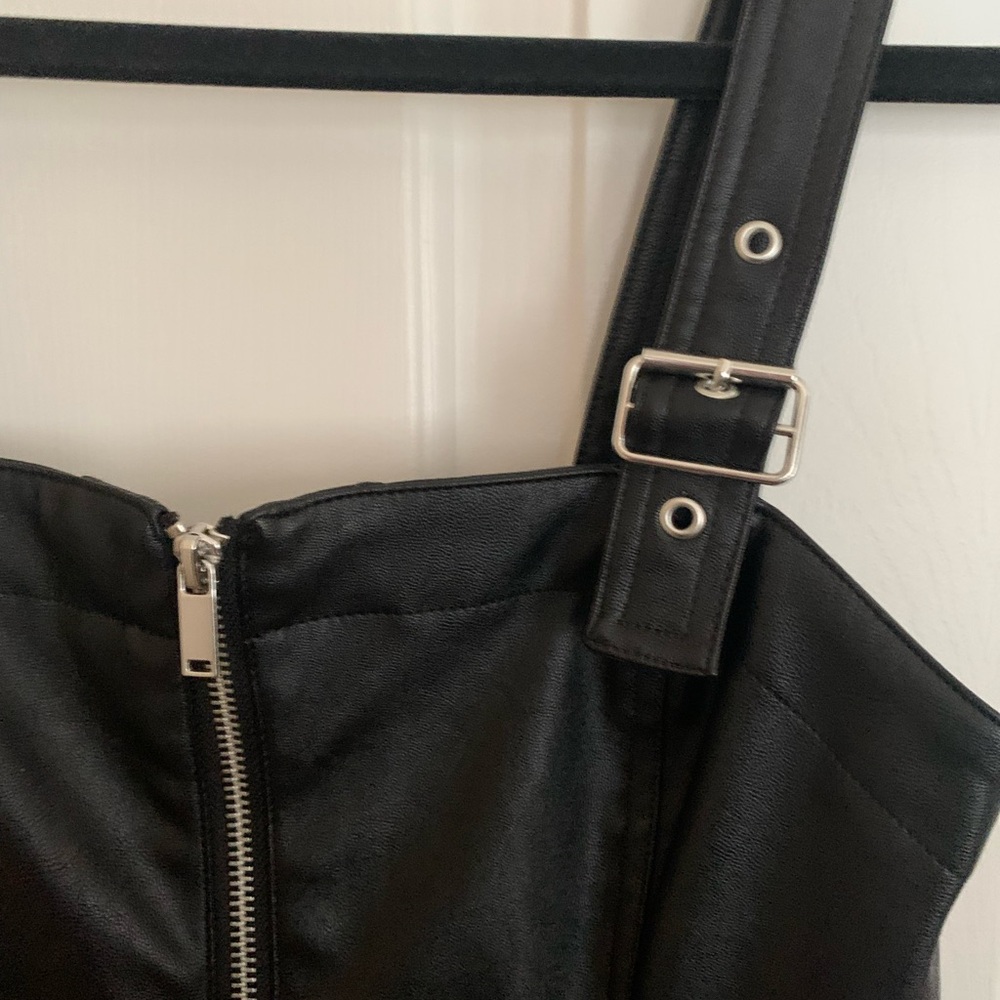 Divided Black Faux Leather Zip-Up Dress - Picture 3 of 4
